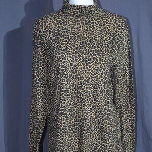 J.Crew Leopard Print Cotton Tissue Turtleneck Top - Women's Size Large